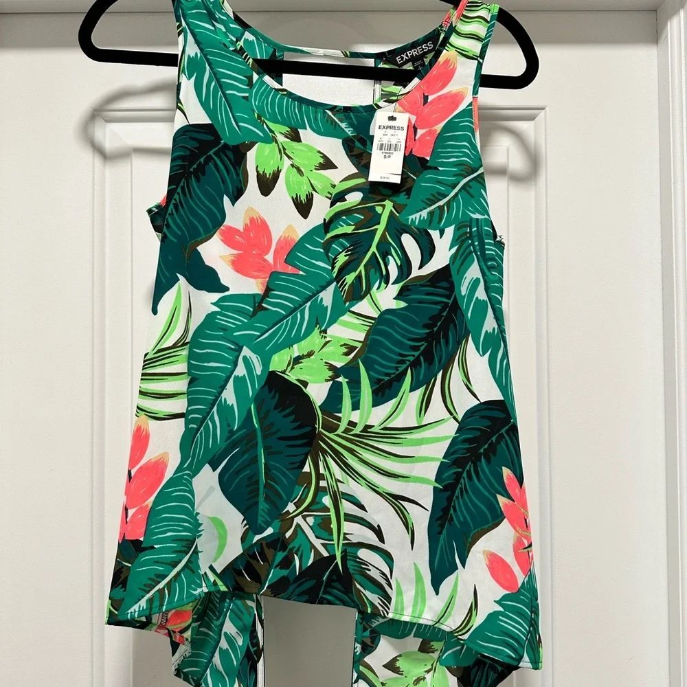 Express Tropical Print Sleeveless Top